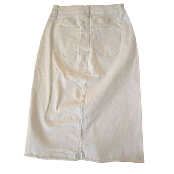 NWOT So Womens Front Slit Frayed Hem High Rise Midi Denim Skirt White Size 7/28W - Picture 5 of 11